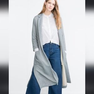 Zara Trafaluc - Light Blue Longline coat overcoat topcoat / cardigan- Size S